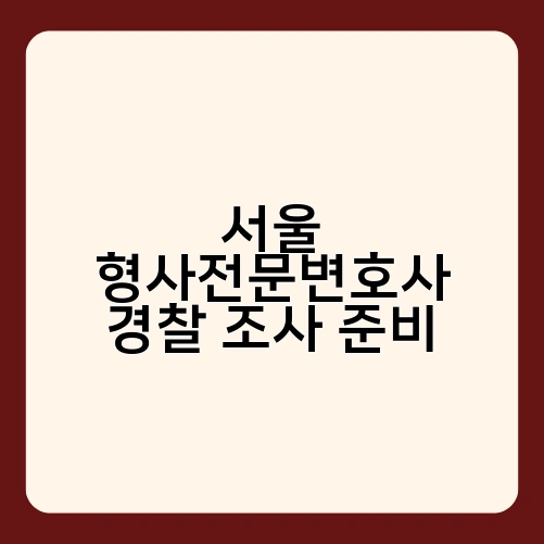 서울 형사전문변호사 경찰 조사 준비
