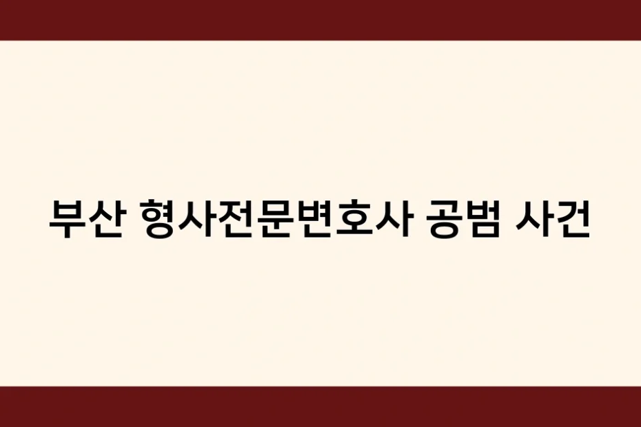 부산 형사전문변호사 공범 사건 썸네일