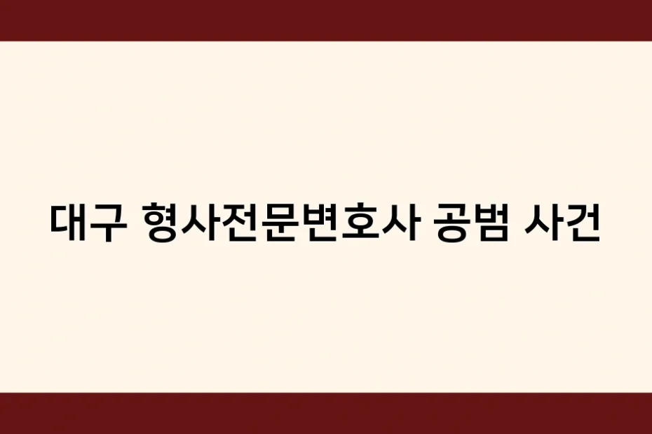 대구 형사전문변호사 공범 사건 썸네일